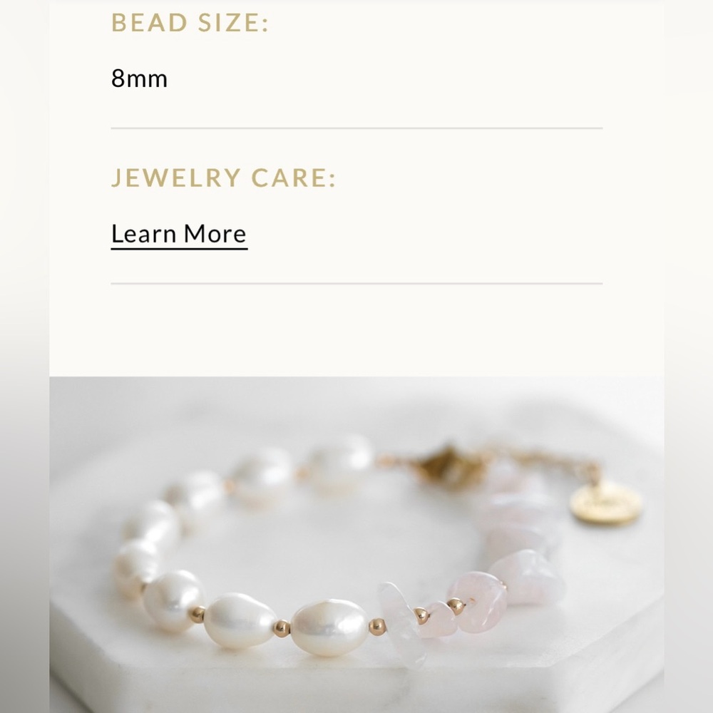 Kinsley Armelle Seaside Collection Ballet Bracelet Rose Quartz & Mother of Pearl - Picture 8 of 8